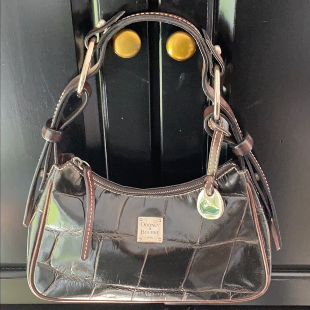 Petite Dooney & Bourke croc-embossed deep choc bag